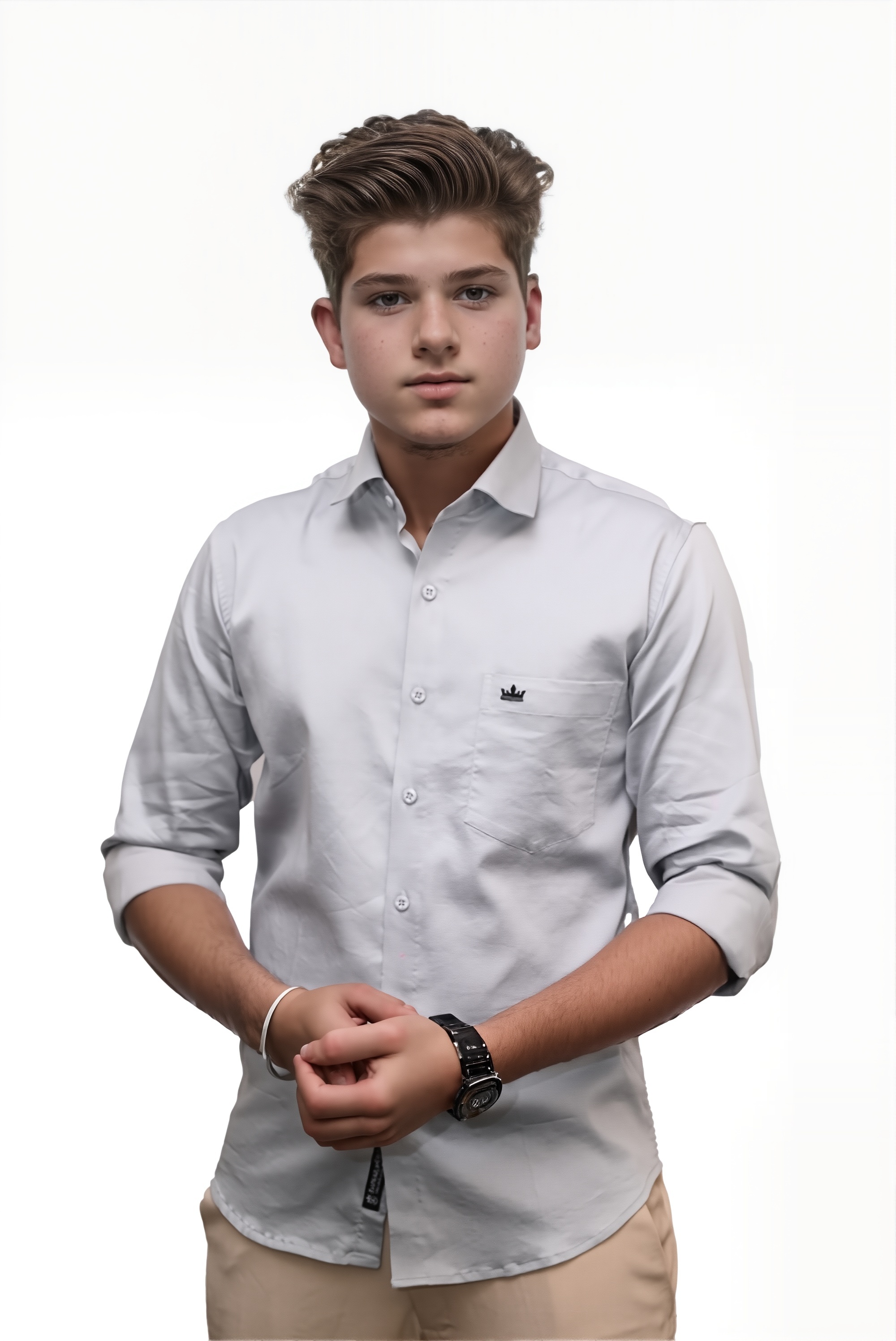 Men’s Grey Colour Cotton-Satin Lycra Shirt – Slim Fit, 2-Way Stretch, Smart & Club Wear