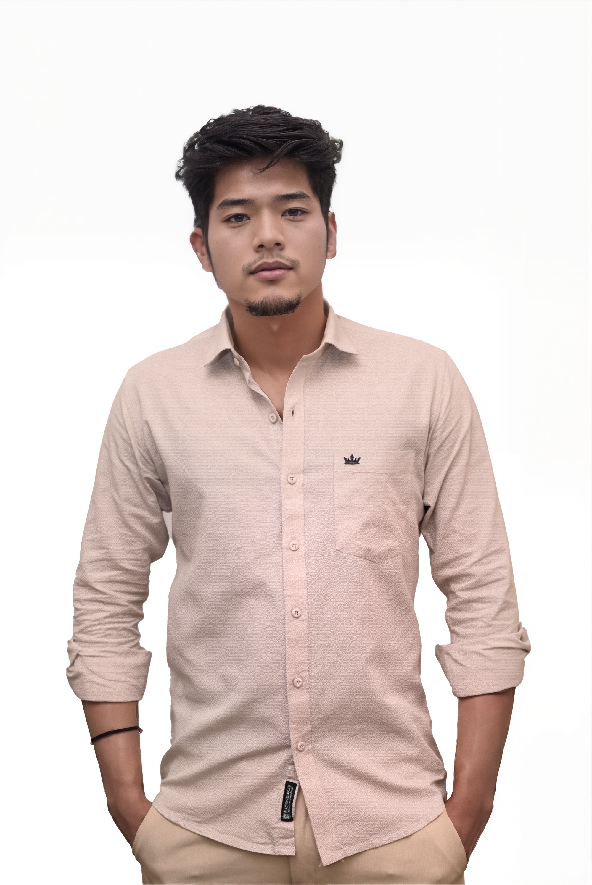 Men’s Dusty Pink Colour Premium Cotton Linen Shirt – Slim Fit, Smart Casual & Club Wear