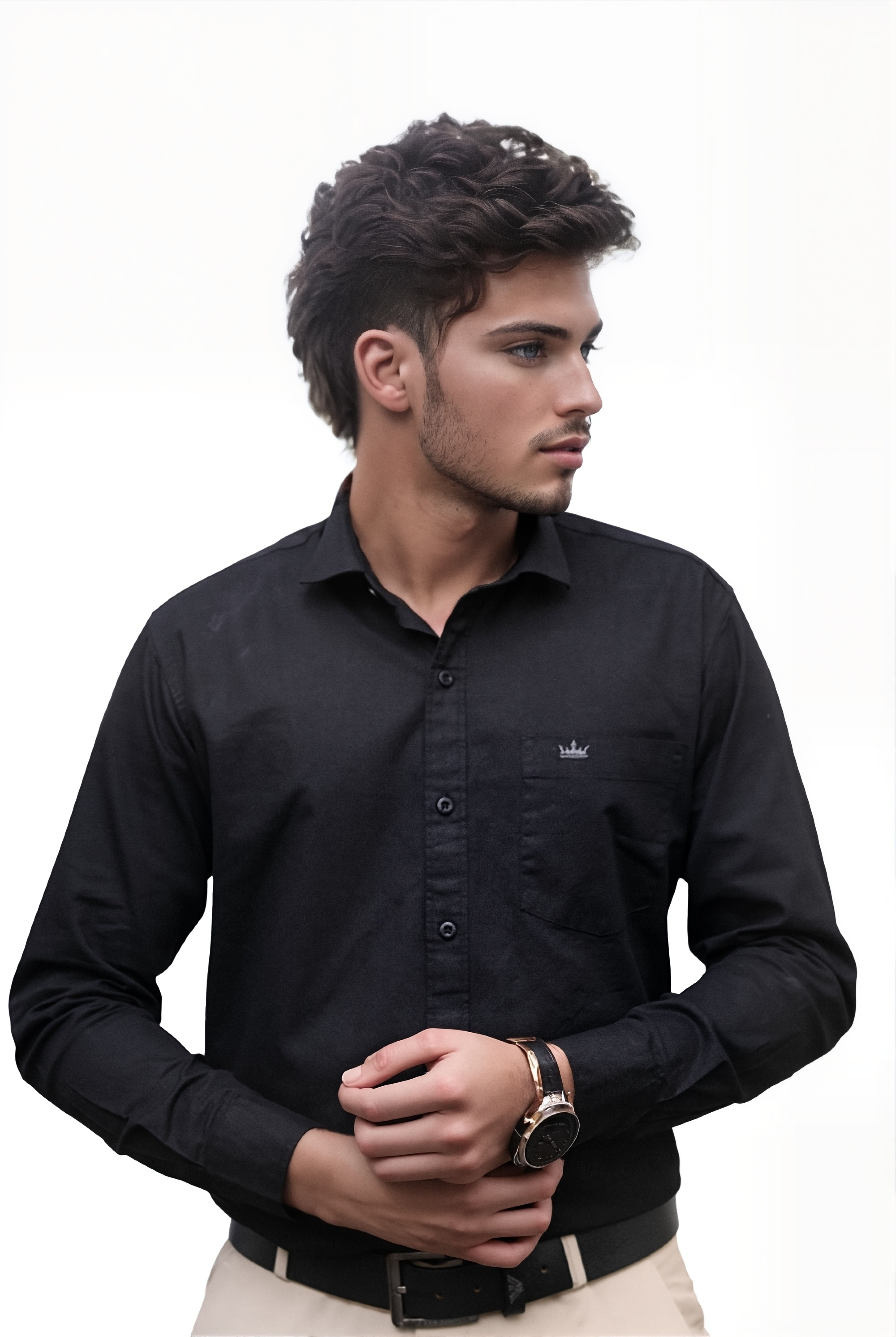 Men’s Black Colour Oxford Shirt – 100% Cotton, Slim Fit, Smart Everyday Wear
