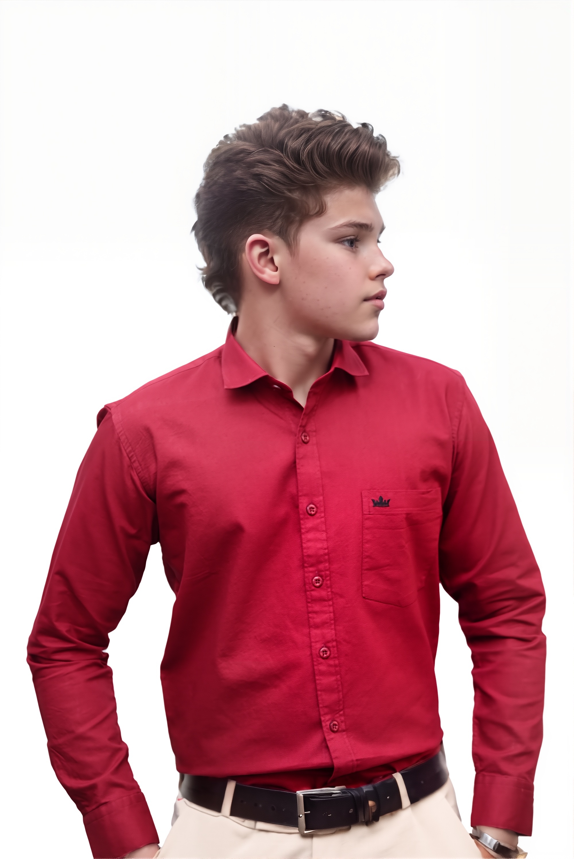 Men’s Maroon Colour Oxford Shirt – 100% Cotton, Slim Fit, Smart Everyday Wear