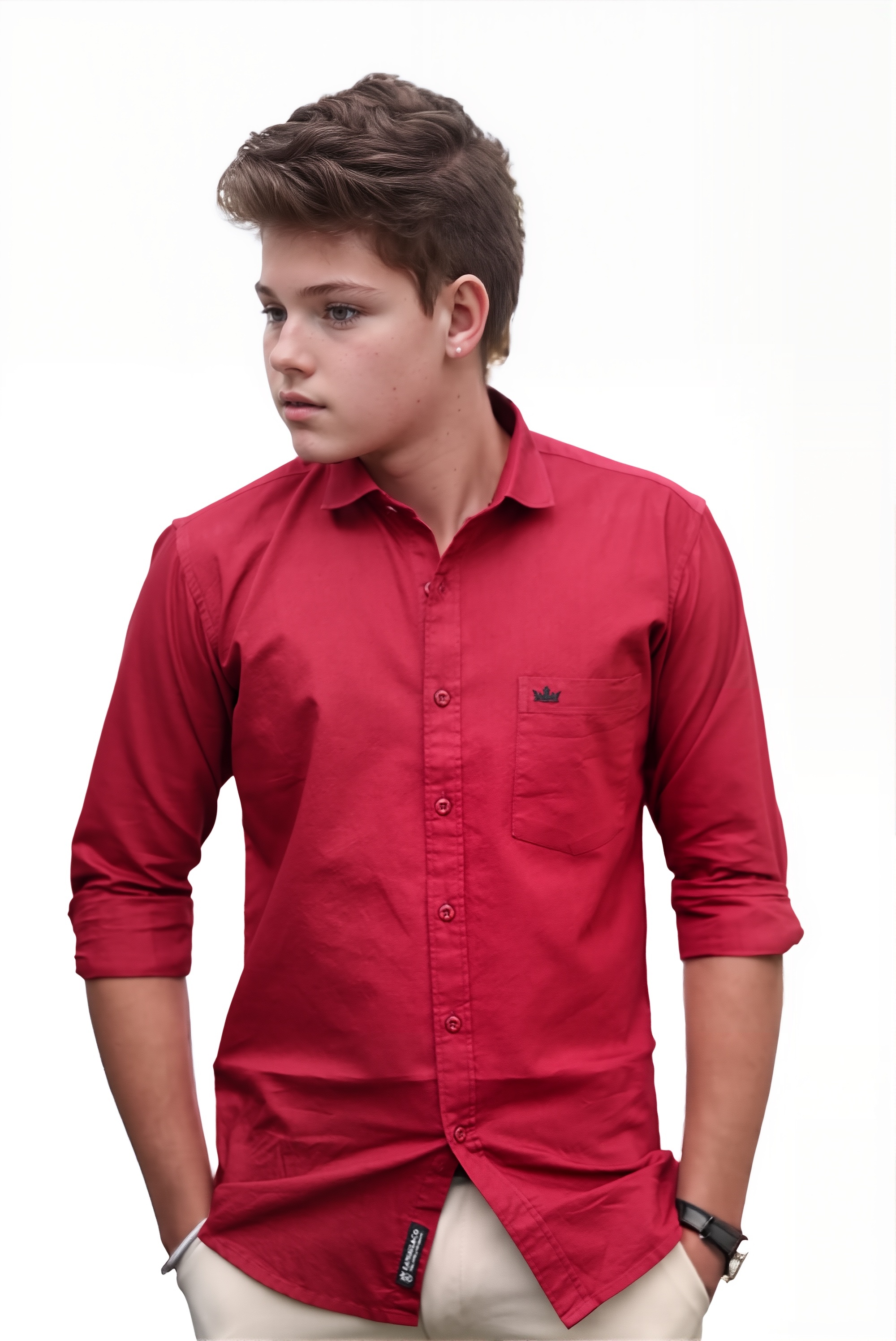 Men’s Maroon Colour Oxford Shirt – 100% Cotton, Slim Fit, Smart Everyday Wear