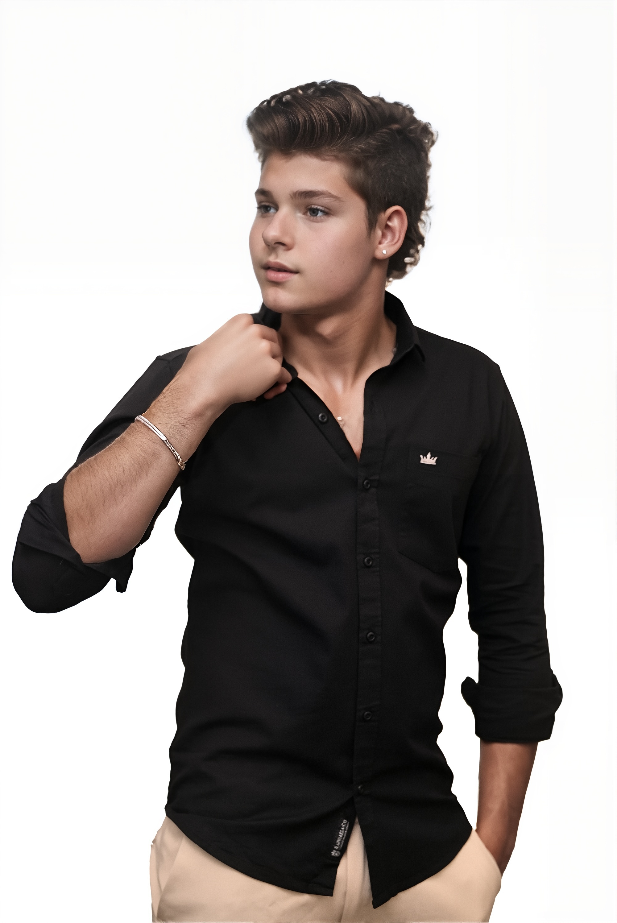 Men’s Black Colour Premium Cotton Linen Shirt – Slim Fit, Smart Casual & Club Wear