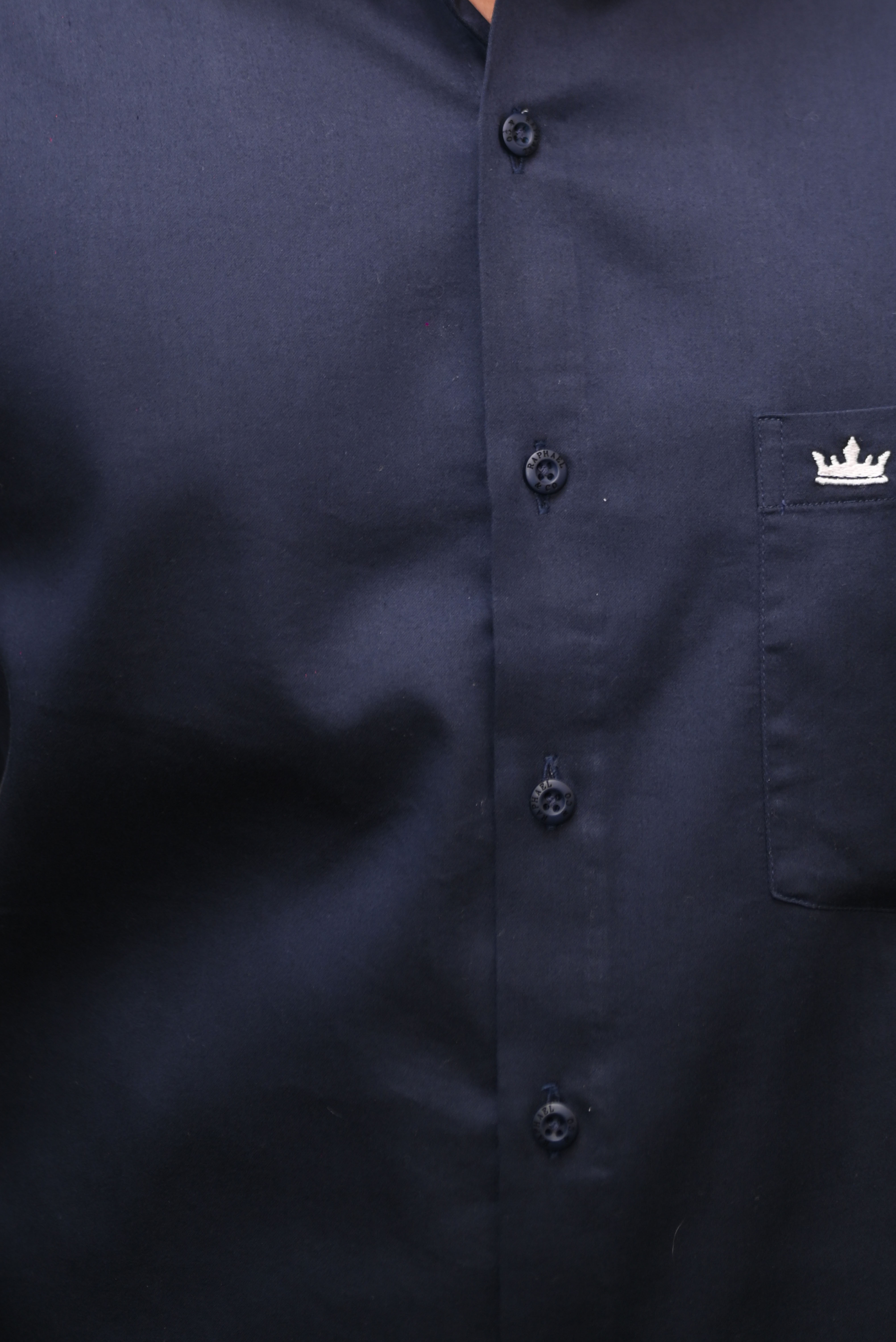 Men’s Navy Blue Colour Cotton-Satin Lycra Shirt – Slim Fit, 2-Way Stretch, Smart & Club Wear