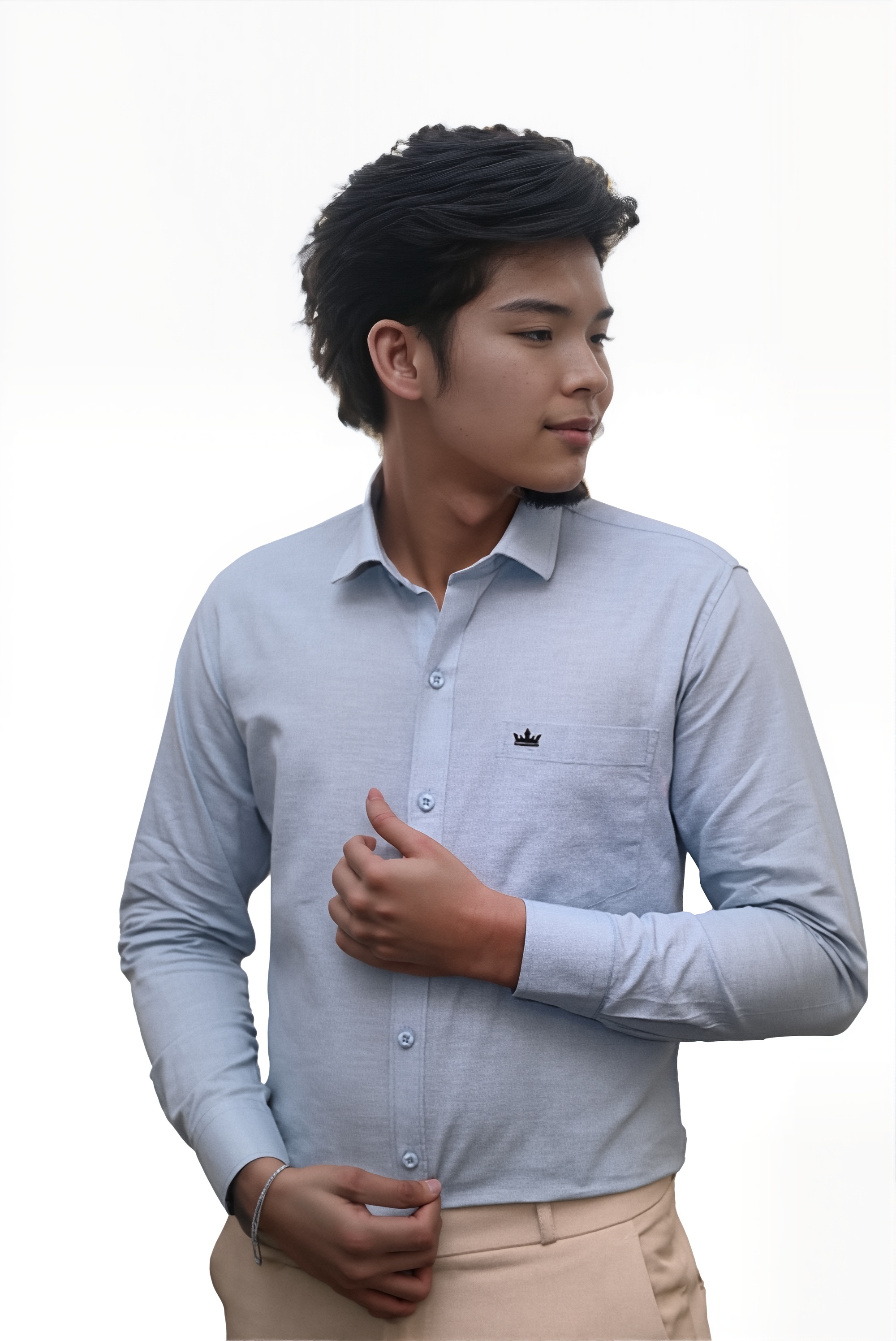 Men’s Blue Colour Premium Cotton Linen Shirt – Slim Fit, Smart Casual & Club Wear