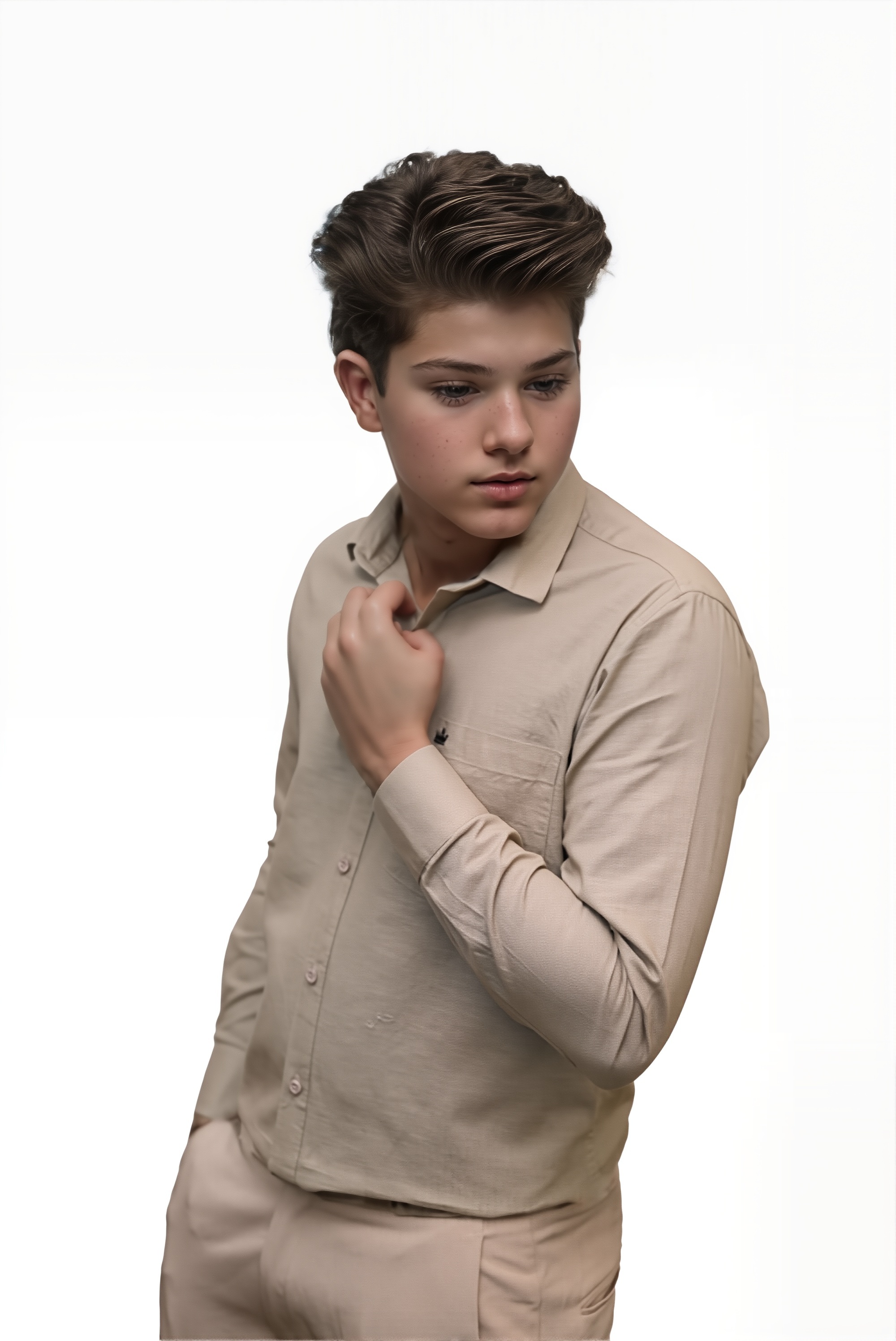 Men’s Brown Colour Premium Cotton Linen Shirt – Slim Fit, Smart Casual & Club Wear