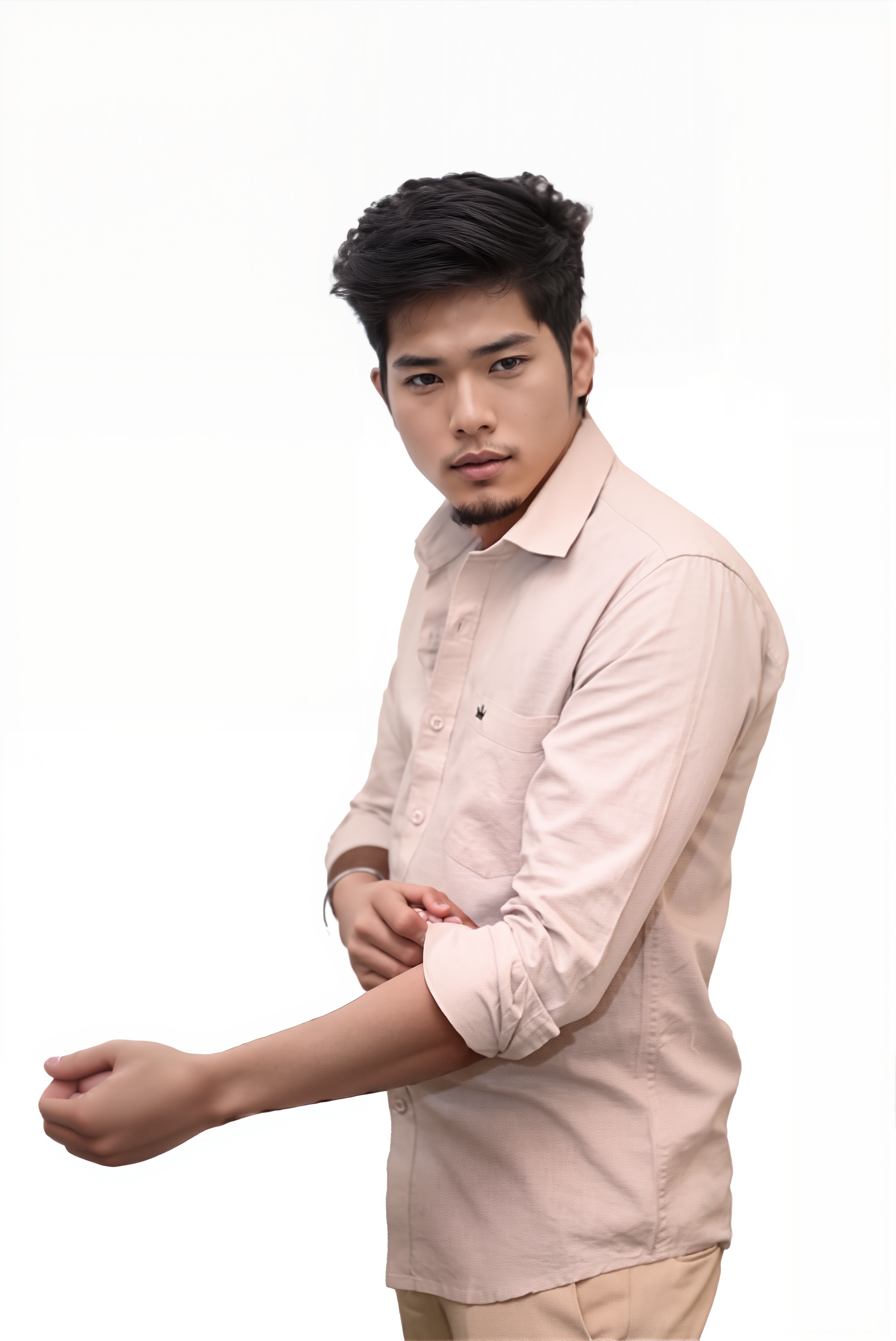 Men’s Dusty Pink Colour Premium Cotton Linen Shirt – Slim Fit, Smart Casual & Club Wear