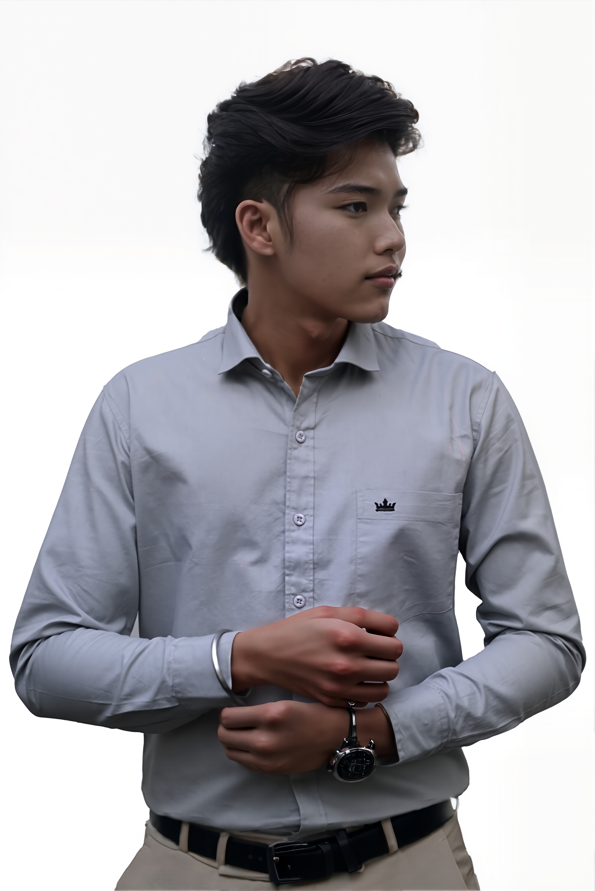 Men’s Grey Colour Oxford Shirt – 100% Cotton, Slim Fit, Smart Everyday Wear