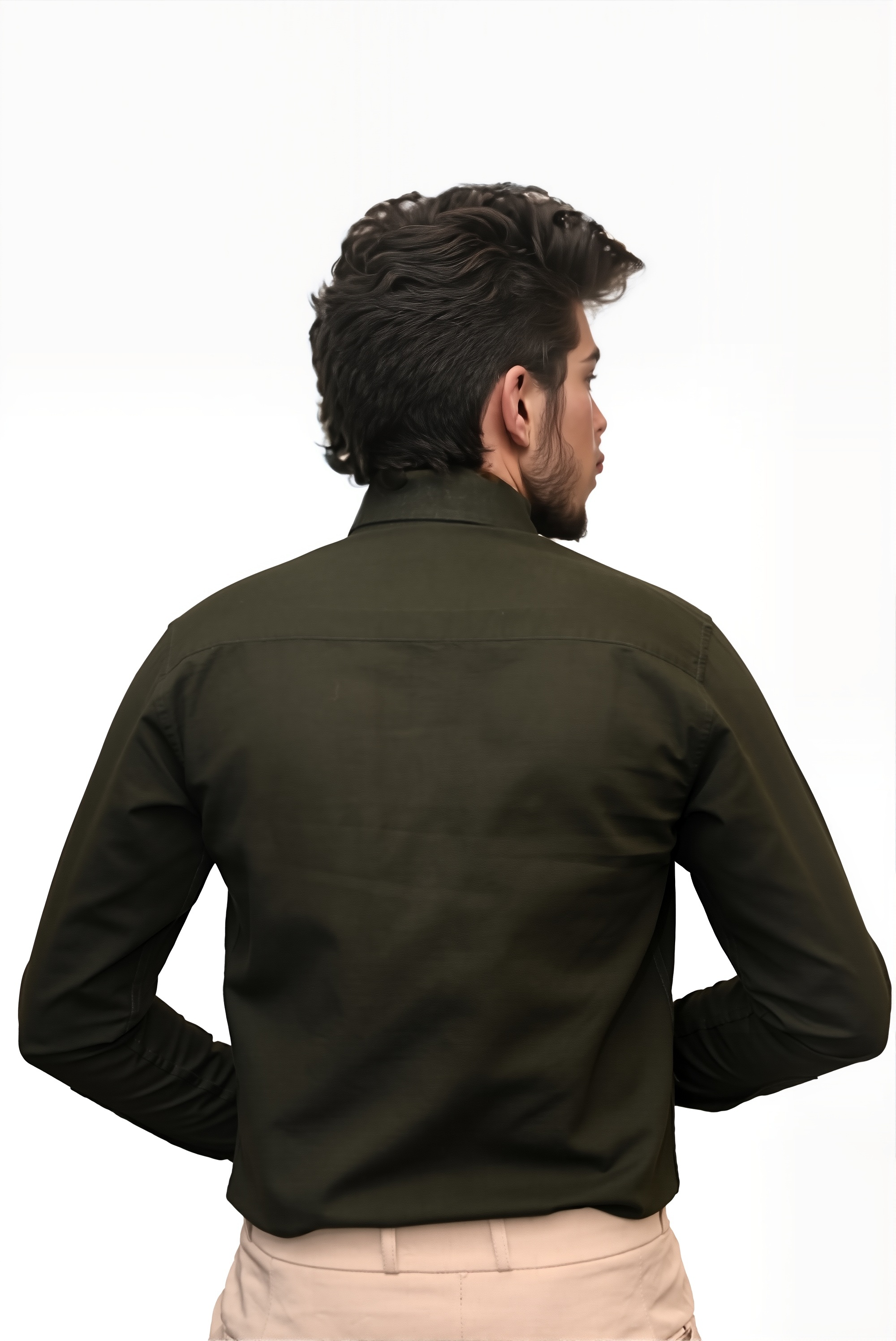 Men’s Dark Green Colour Premium Cotton Linen Shirt – Slim Fit, Smart Casual & Club Wear