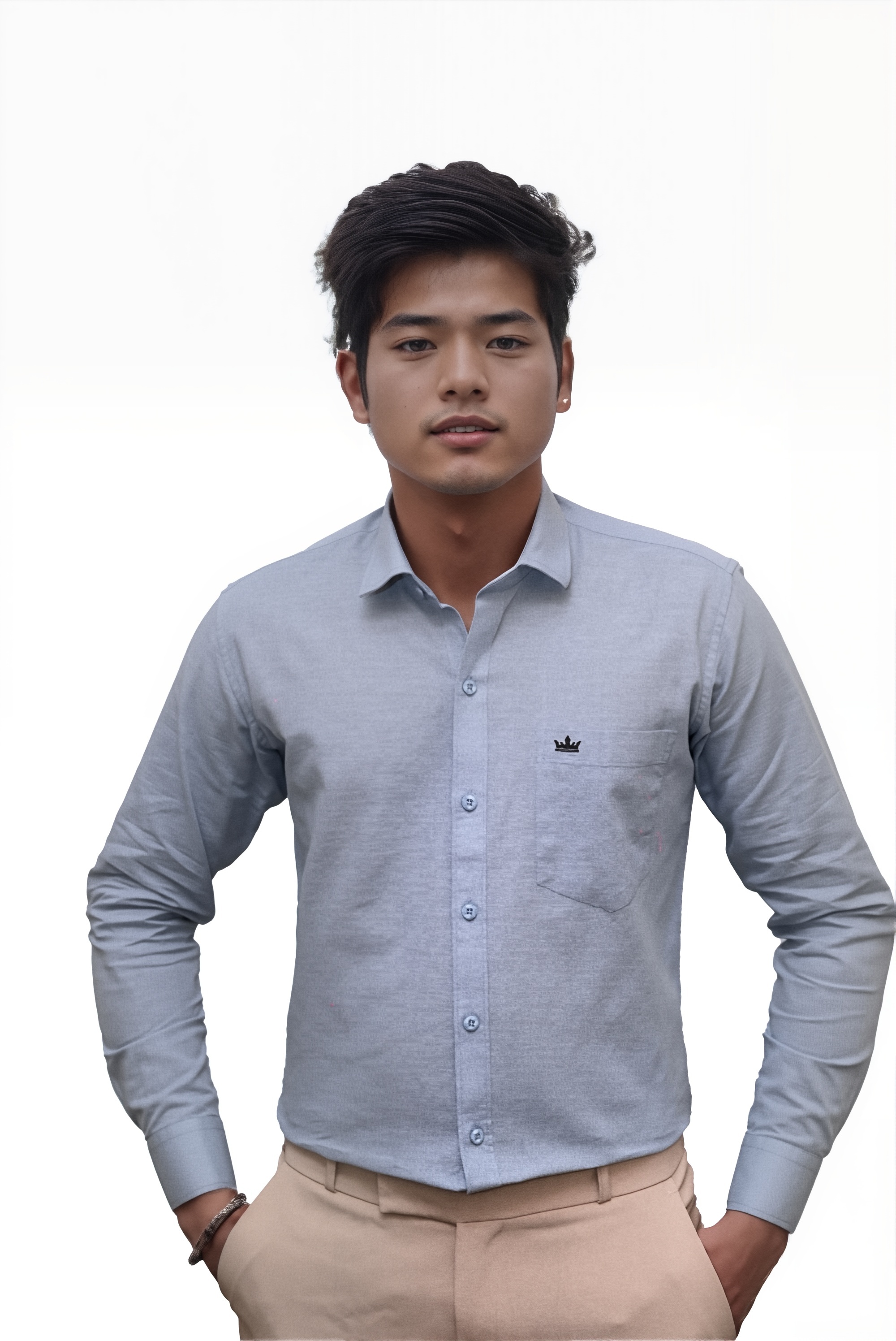 Men’s Blue Colour Premium Cotton Linen Shirt – Slim Fit, Smart Casual & Club Wear