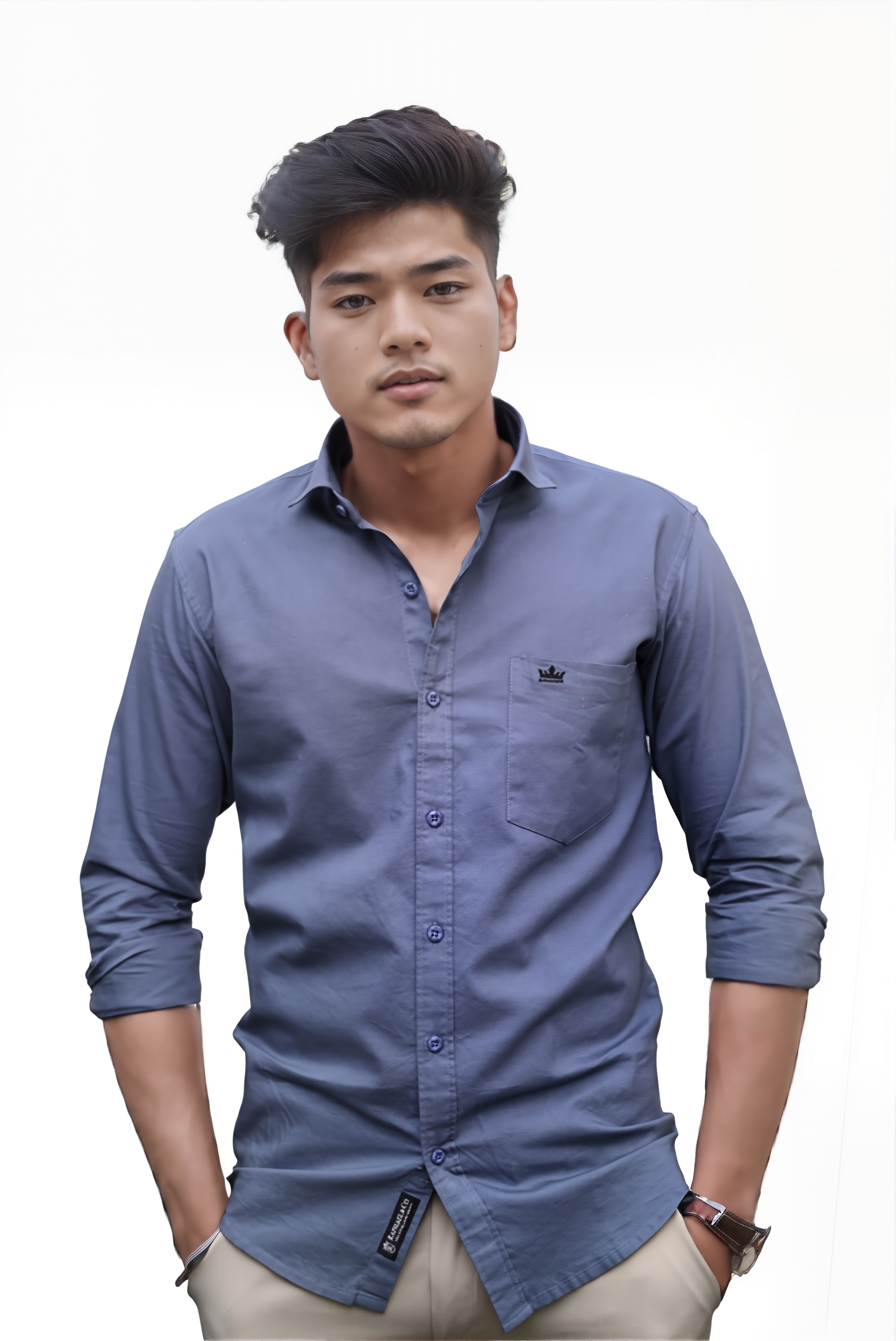 Men’s Dark Grey Colour Oxford Shirt – 100% Cotton, Slim Fit, Smart Everyday Wear