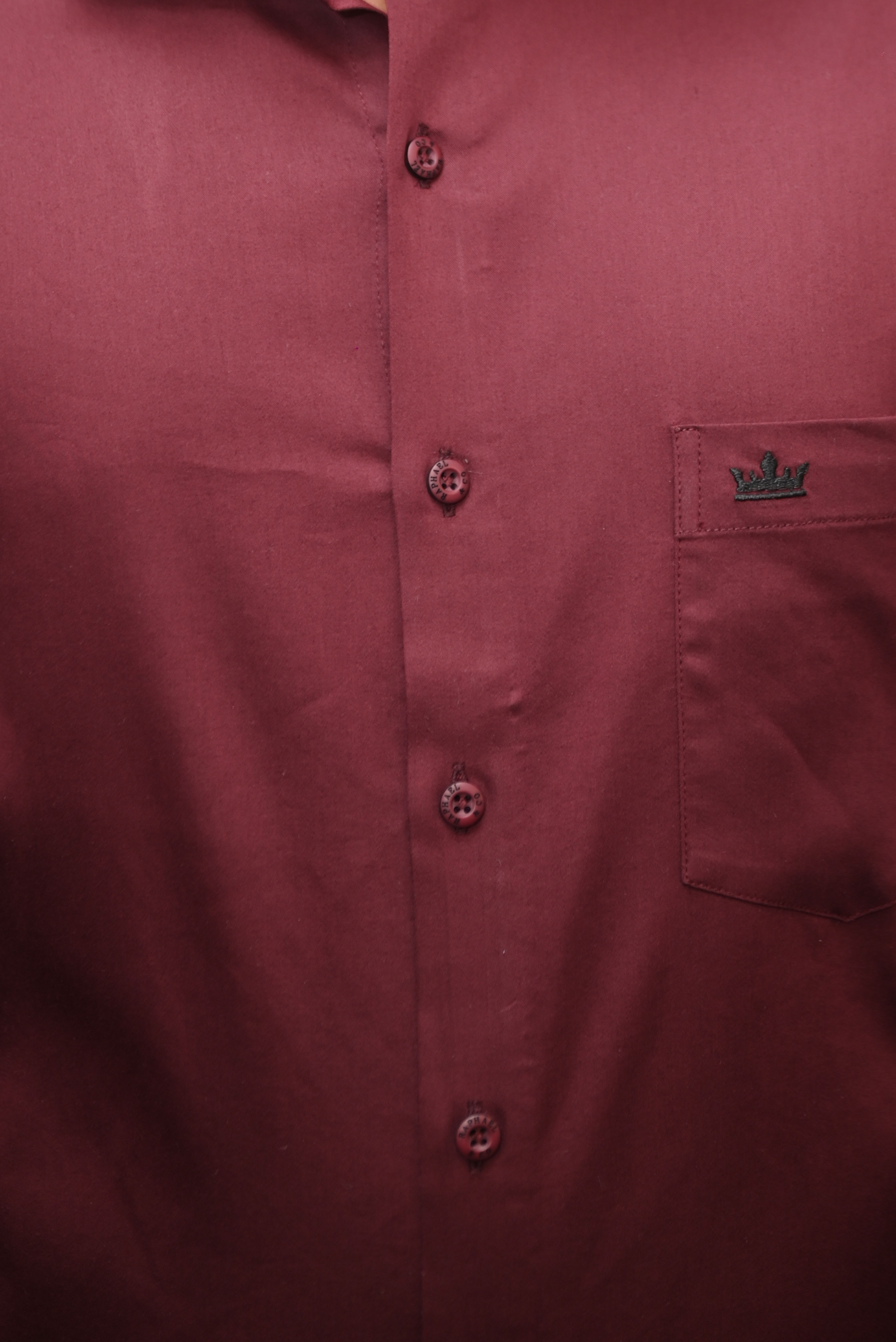 Men’s Maroon Colour Cotton-Satin Lycra Shirt – Slim Fit, 2-Way Stretch, Smart & Club Wear