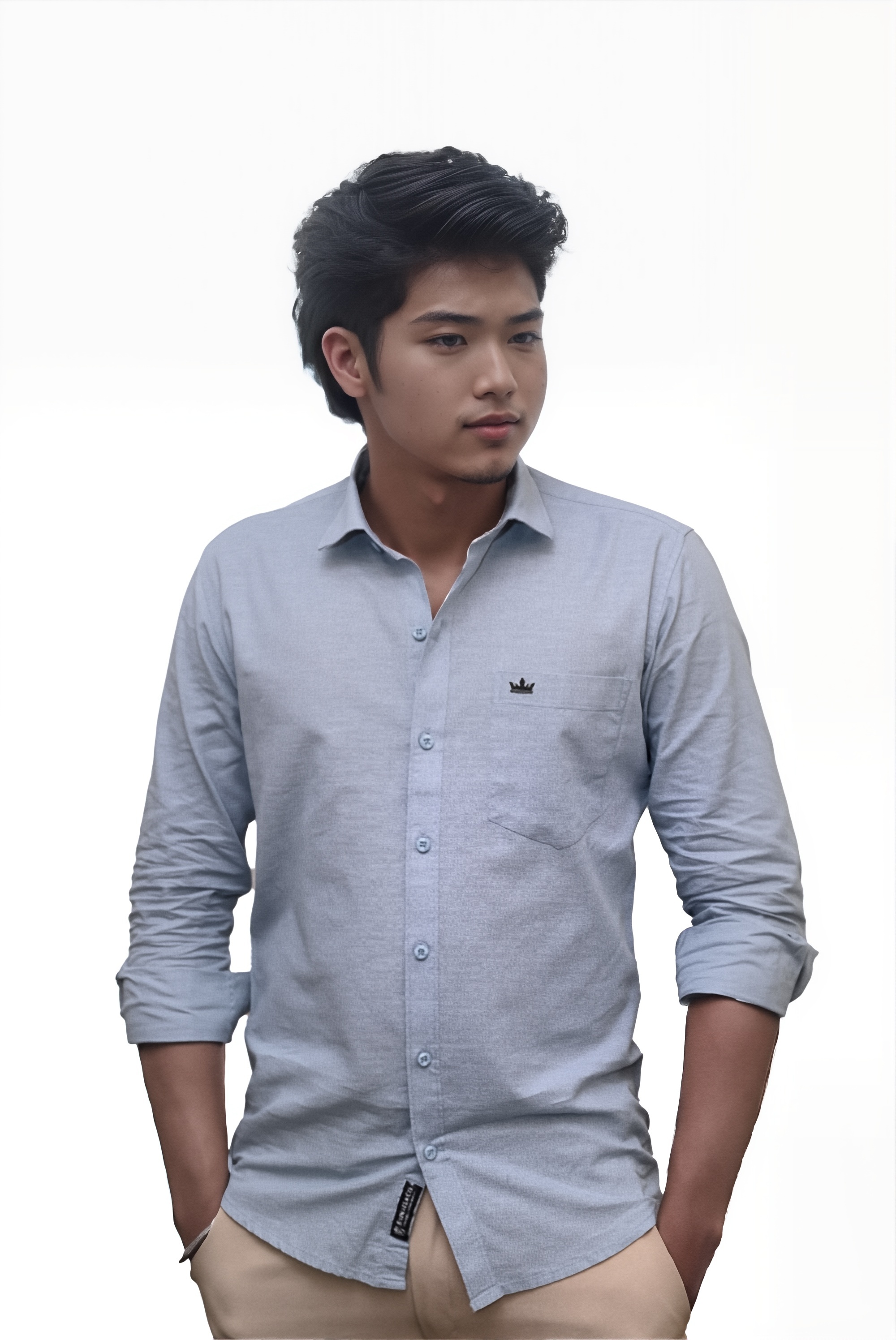 Men’s Blue Colour Premium Cotton Linen Shirt – Slim Fit, Smart Casual & Club Wear