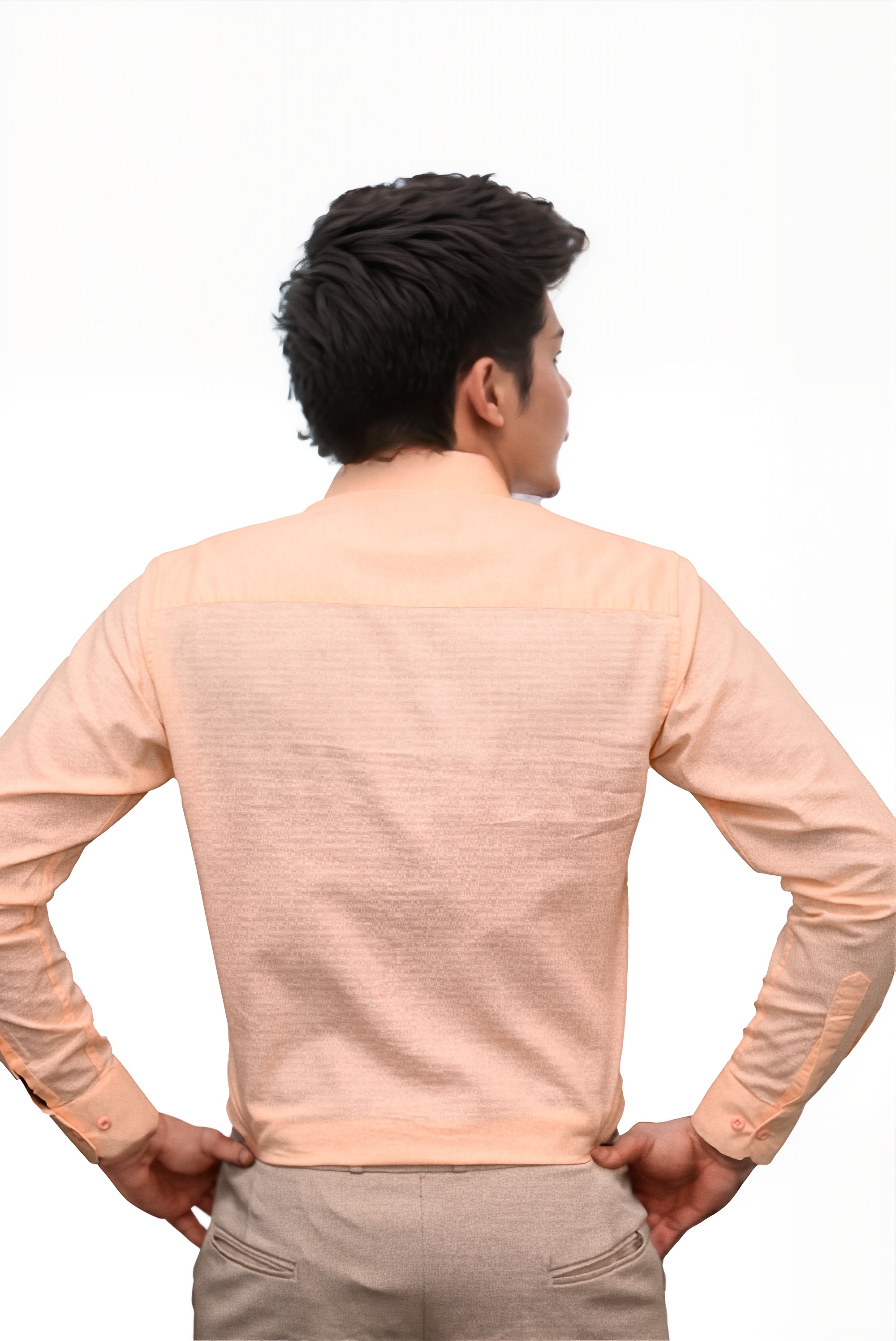 Men’s Peach Colour Premium Cotton Linen Shirt – Slim Fit, Smart Casual & Club Wear