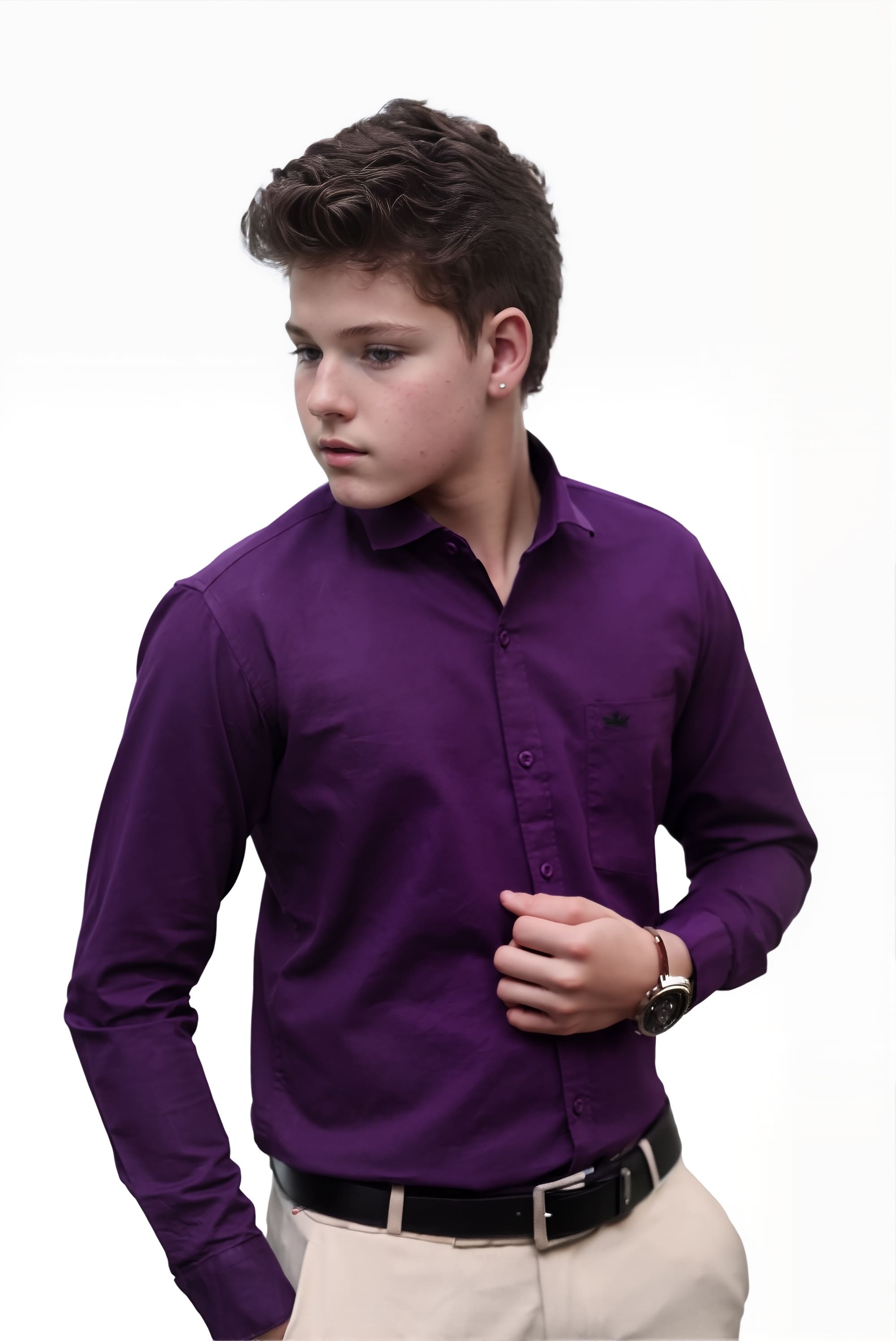 Men’s Purple Colour Oxford Shirt – 100% Cotton, Slim Fit, Smart Everyday Wear